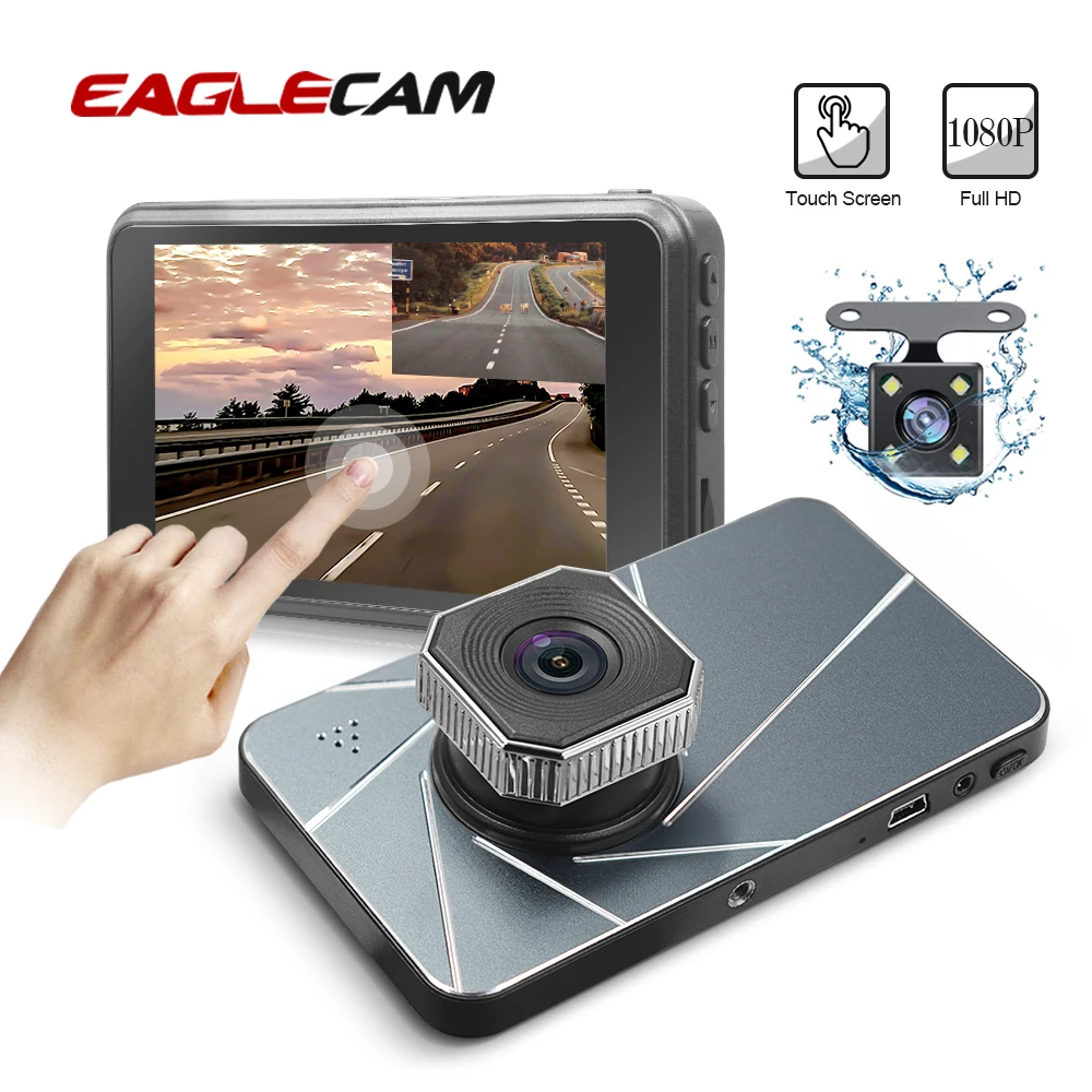 Автомобильный видеорегистратор 4 дюйма FHD 1080P с двойным