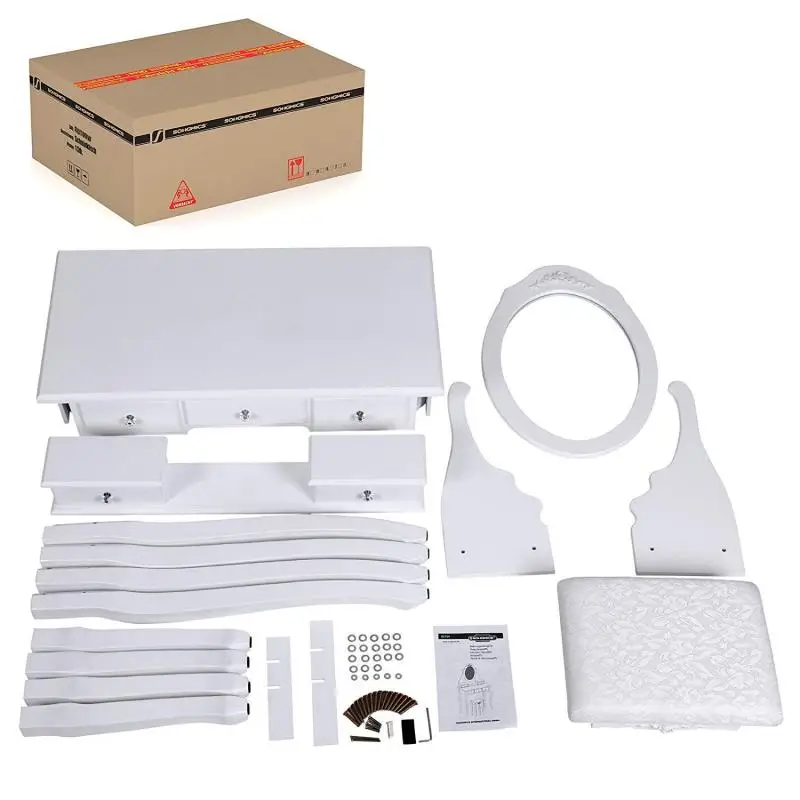 

Nordic Dresser Bedroom Dressing Table Modern Minimalist Single Mini Dressing Desk Makeup Stool With Rotatable Light Mirror HWC