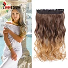 Leeons 22 дюйма синтетические удлинители волос на 5 зажимах, волнистые натуральные волосы, искусственные накладные волосы для женщин и девочек