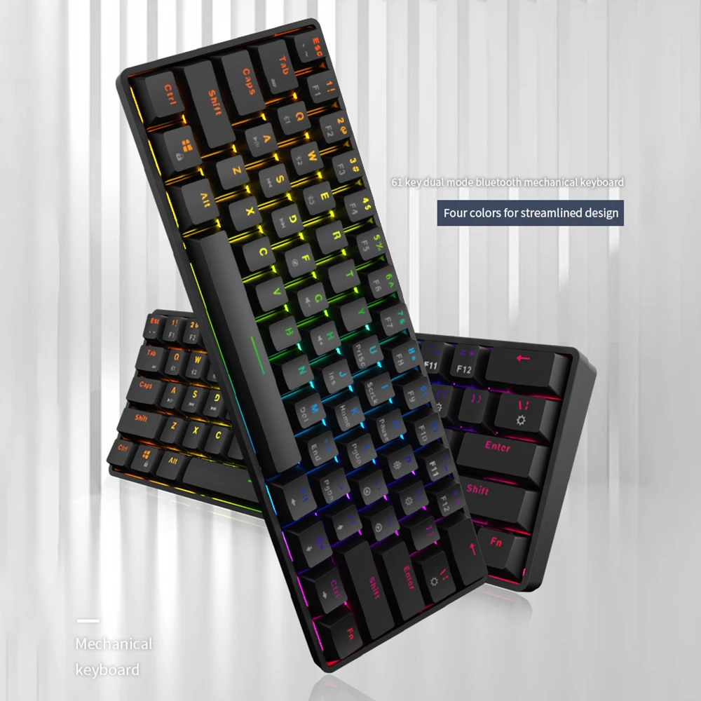 

Беспроводная Bluetooth-клавиатура K28, 61 клавиша, два режима, RGB-подсветка, водонепроницаемая Механическая игровая клавиатура, четыре уровня, высо...