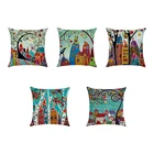 Абстрактная льняная наволочка с изображением дома и дерева для дивана, украшение для дома и автомобиля, красочный мультяшный домашний чехол с изображением дерева, короткая плюшевая Рождественская наволочка с подушкой