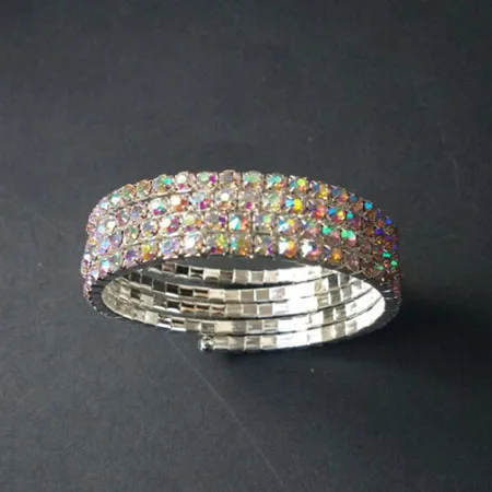 4rowAB TDQUEEN браслеты с серебряным покрытием Pulseiras браслет Кристалл Стразы многорядные Спираль браслет для женщин - Окраска металла: 4rowAB