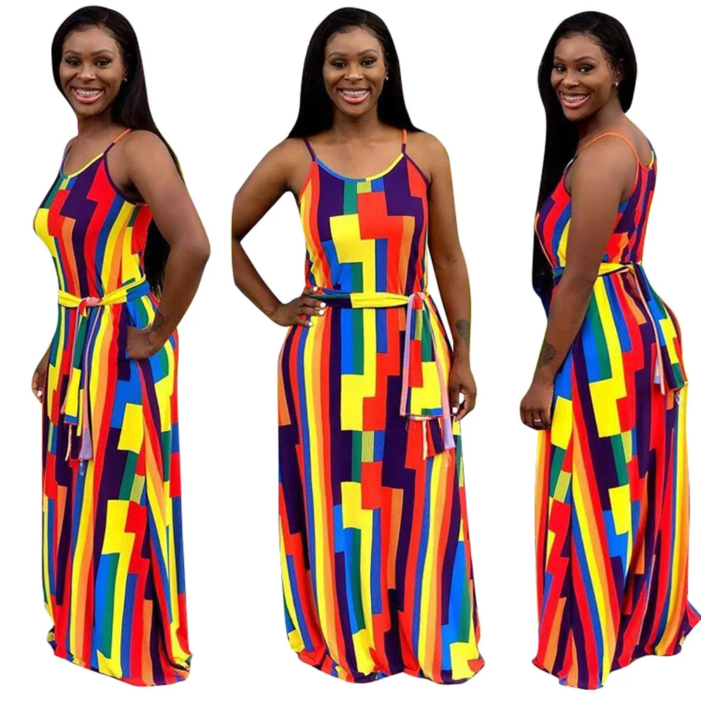 Платье-макси с принтом и открытой спиной без рукавов | Женская одежда