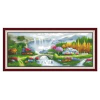 cross stitch kits embroidery needlework sets diy beautiful home printing canvas count 14ct landscape patterns wall decoration