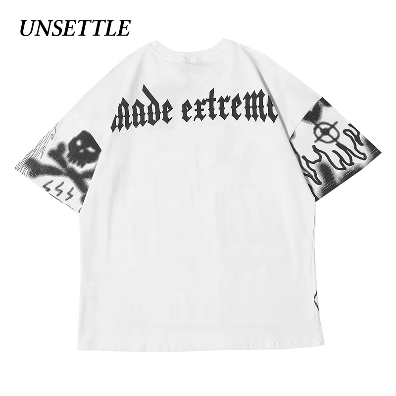 UNSETTLE Harajuku футболки больших размеров готические летние мужские/женские хип-хоп