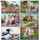 Полностью квадратныекруглые алмазные вышитые птицы лошадь цветок кабина волнистая лошадь бриллиант фотография домашний Декор подарок