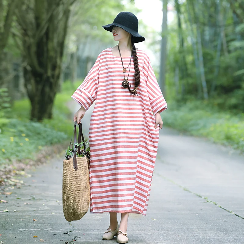 COIGARSAM винтажное хлопковое льняное женское длинное платье весенние свободные