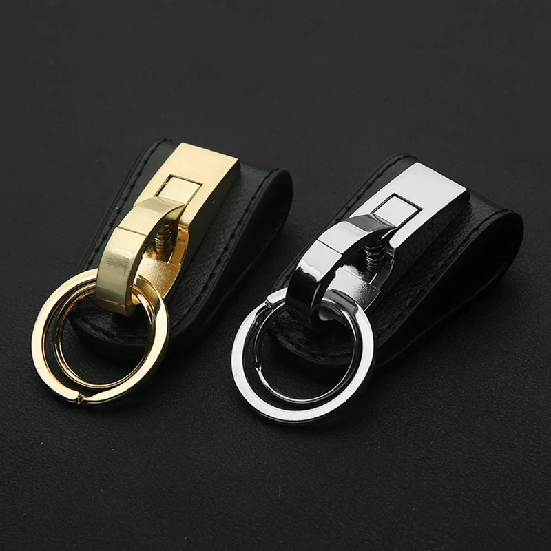 

Car Key Chain Leather Business Waist Belt Keychain for Chrysler Voyager Citroen C3 C4 Dodge Challenger Key Holder Rings Styling