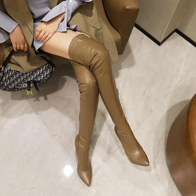 Women Pole Dance Shoes Woman Dancing Boots Over Knee Boots Women's Net Red Bright Leather Sexy Thigh Pole Dancing Thin Heels