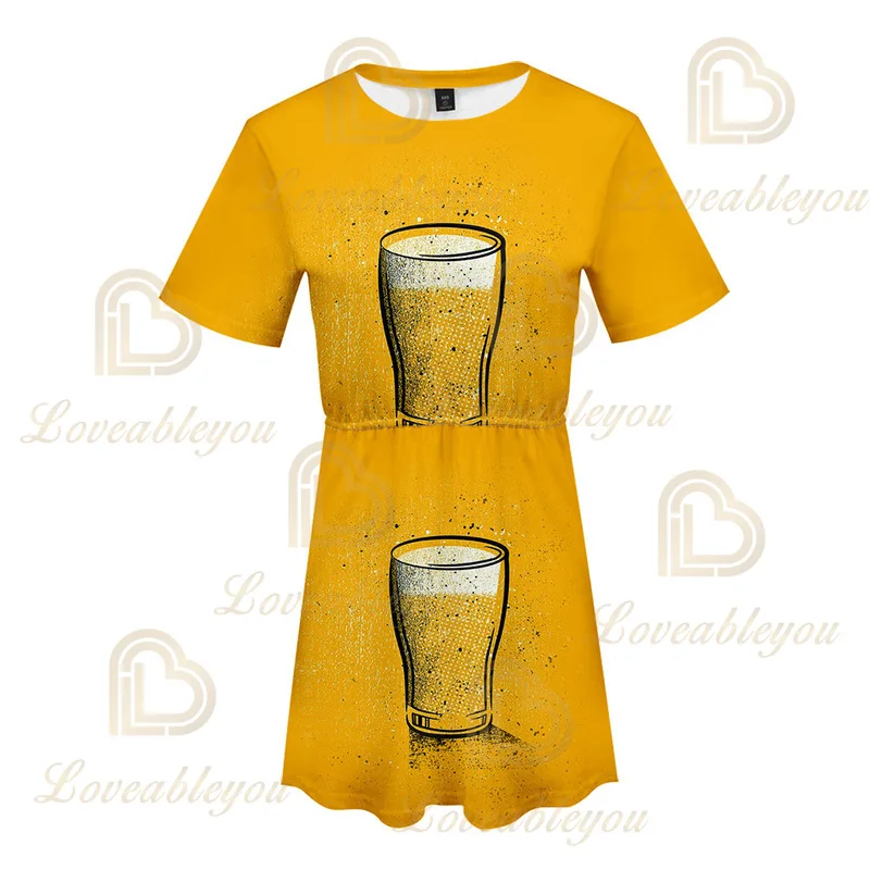 Пиво День Костюм 3D Платье с принтом для девочек Женская одежда девочек: футболка
