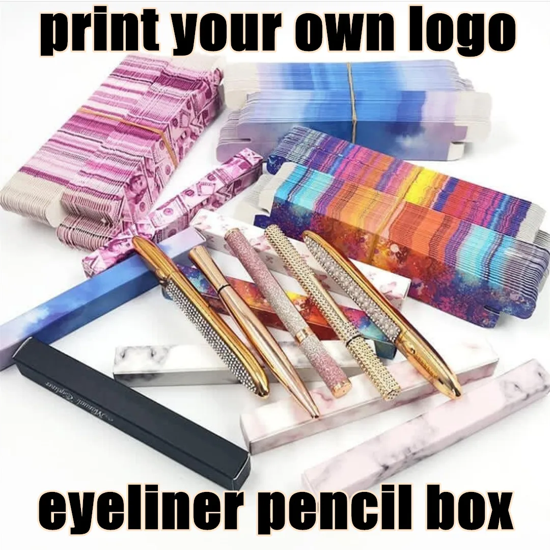 

Print logo 5/10pcs Empty Paper Packing Box for eyelash Eyeliner pen Eyebrow Pencil Packing Box Packing Glittering eyeliner Box