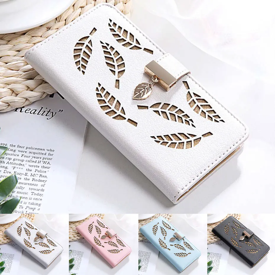 Hollow Leaf Pattern Leather Flip Case For Huawei P30 P20 Mate 30 20 Pro Lite P Smart Plus Y5 Y6 Y7 2019 2018 Honor 8X Phone | Мобильные