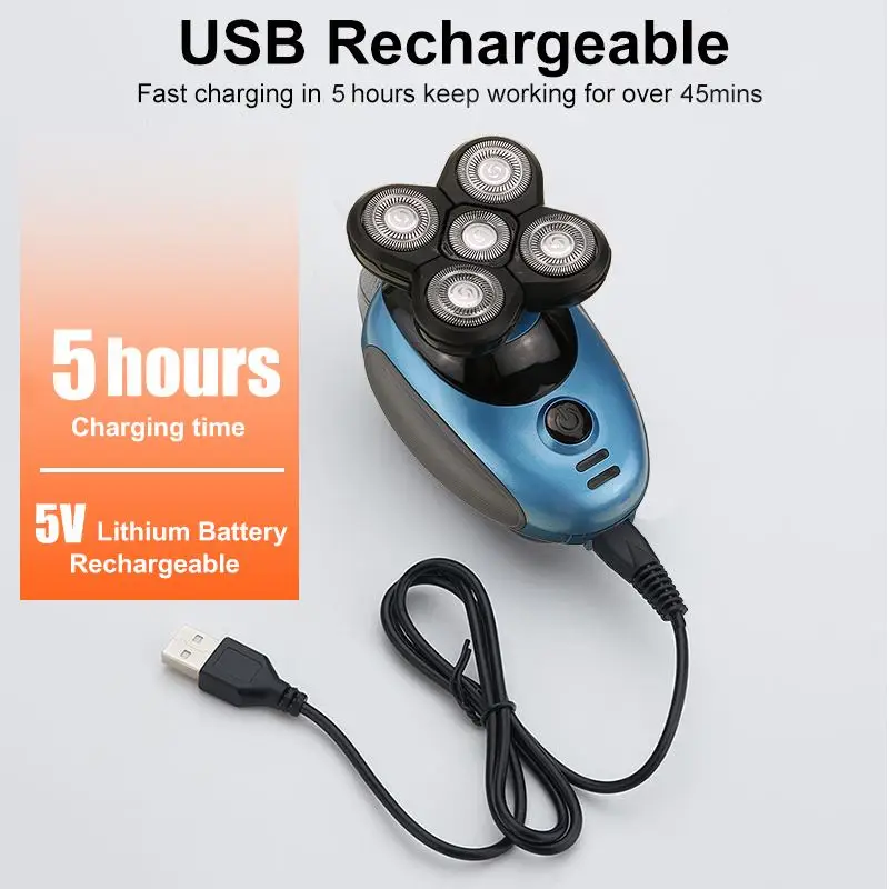 

5D Electric Hair Clipper Rechargeable 5 Head Hair Trimmer Hair Cutting Machine Beard Shaver Trimer For Men Barber Hair Shaving
