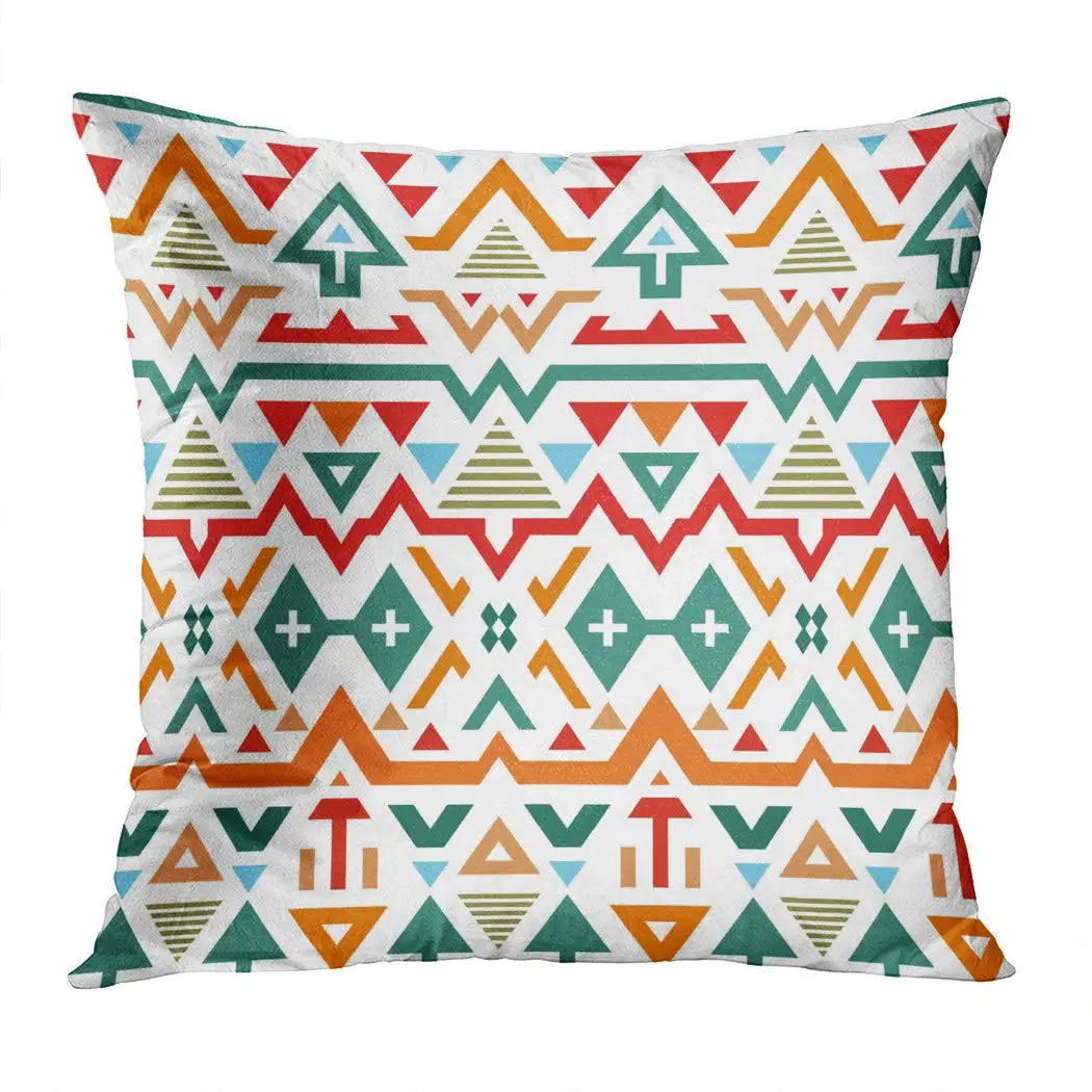 

Throw Pillow Cover Square 20x20 Inch Pattern in Tribal Aztec Zag Zig Abstract Ancient Angles Cushion Home Sofa Decor Hidden