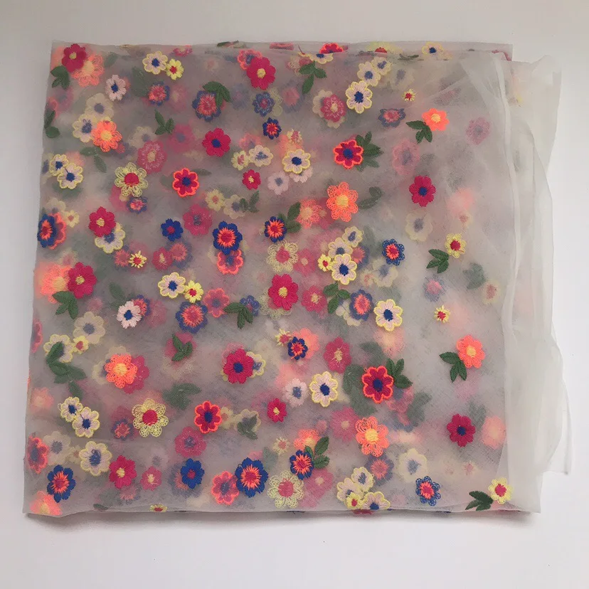 1yard Exquisite 3D Embroidery Lace Fabric Multicolor Patchwork High Quality French Tulle For Wedding Party | Дом и сад