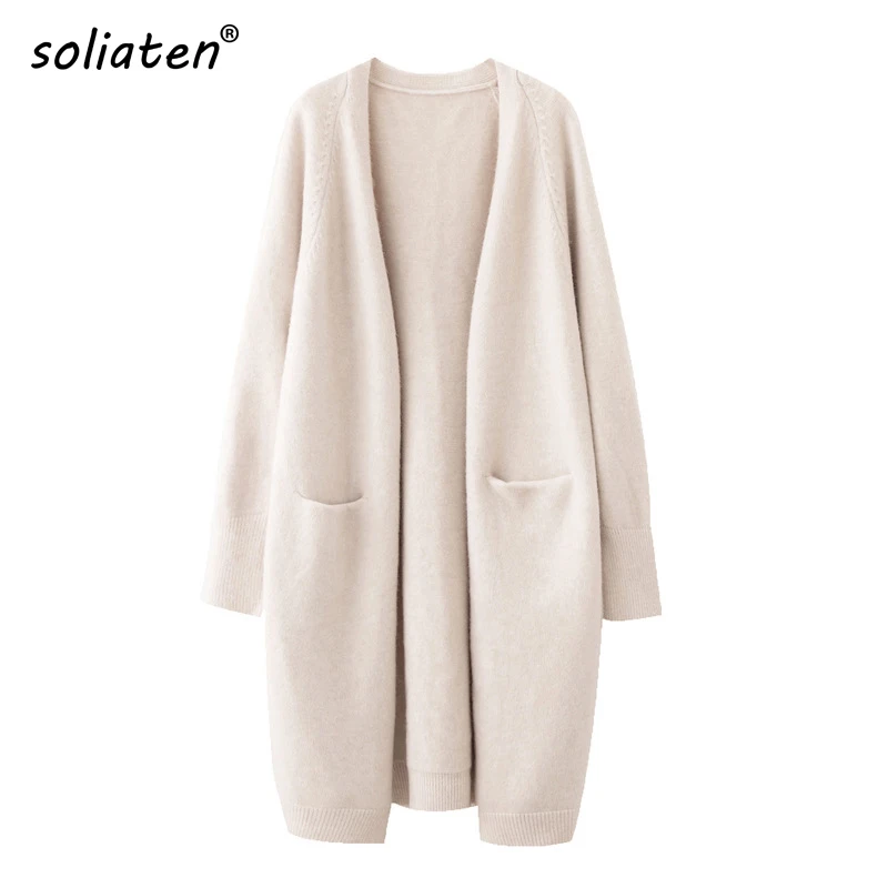 

2021 Lazy V-neck Oversize Long Sweater Cardigans Jacket Coat New Women Sweater Korea Cardigan Jacket Coat Outwear TOP C-124