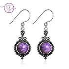 Женские серьги-подвески из серебра 925 пробы с искусственным камнем