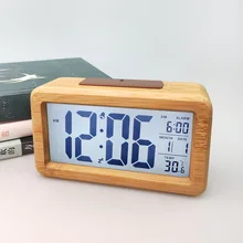 Solid Wood Table Clock Desktop Alarm Clock Room Living Room Decoration Electronic Clock Office Desk Clock Fashion Electronic