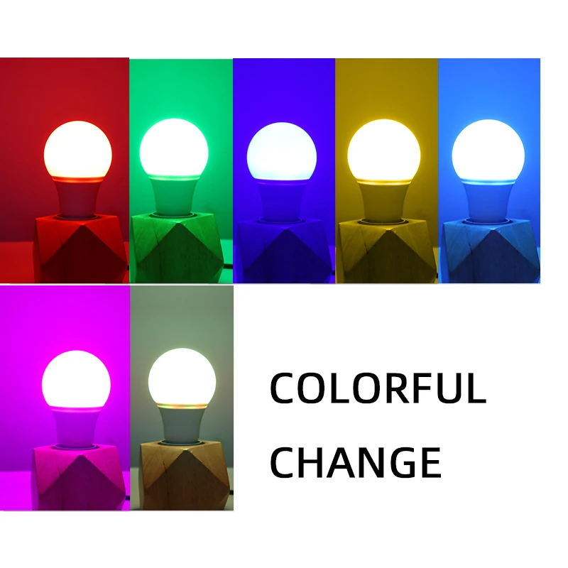 Светодиодная лампа rgb A60 G45 E27 светодиодная 3 Вт 7 цветсветильник SMD 2835 220 В