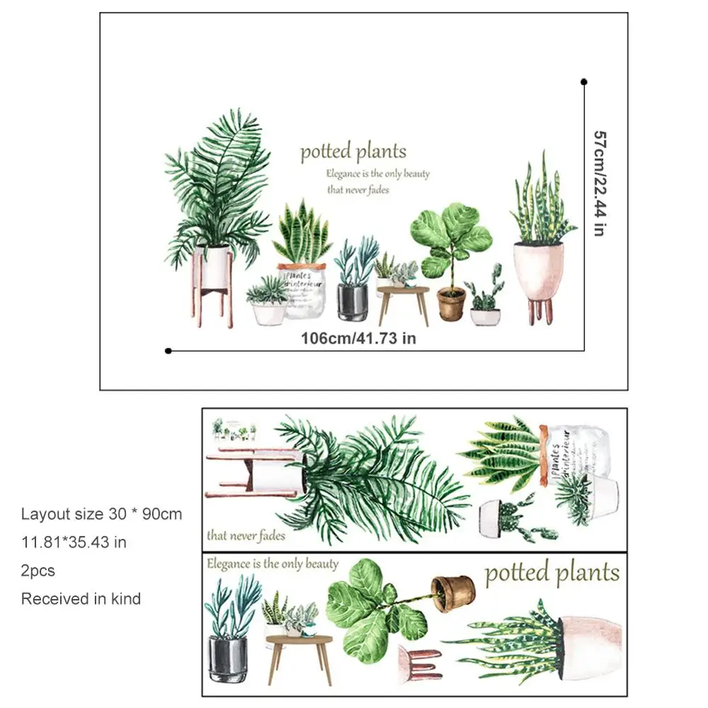 Горшечный лист кактус Стикеры для растений на стену Beadboard обои кухня гостиная