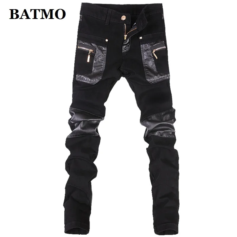 

Мужские эластичные джинсы Batmo, черные зауженные джинсы, в стиле пэчворк, 2021, Новое поступление, k10-8
