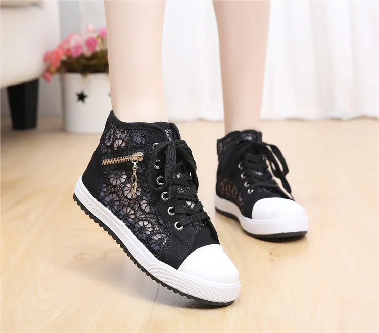 Женская обувь летняя повседневная парусиновая с вырезами дышащая на плоской