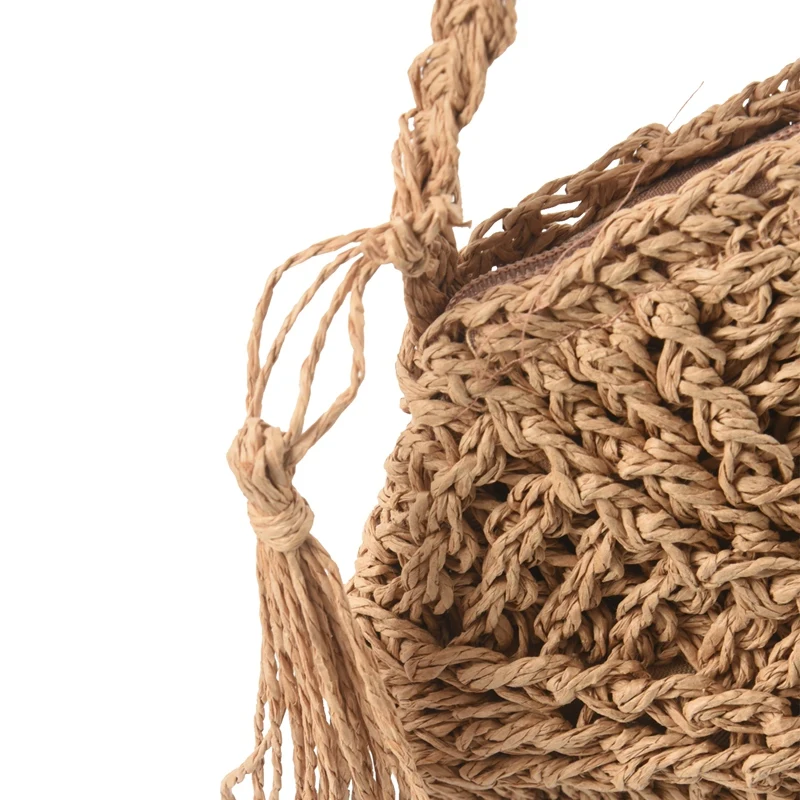 Плетением и алюминиевым Крючком Соломенная плетеная корзина сумочка в стиле