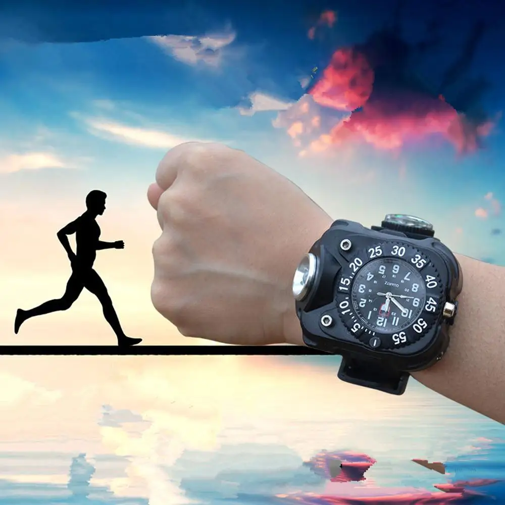Светодиодный фонарик супер яркие водонепроницаемые мужские наручные часы с