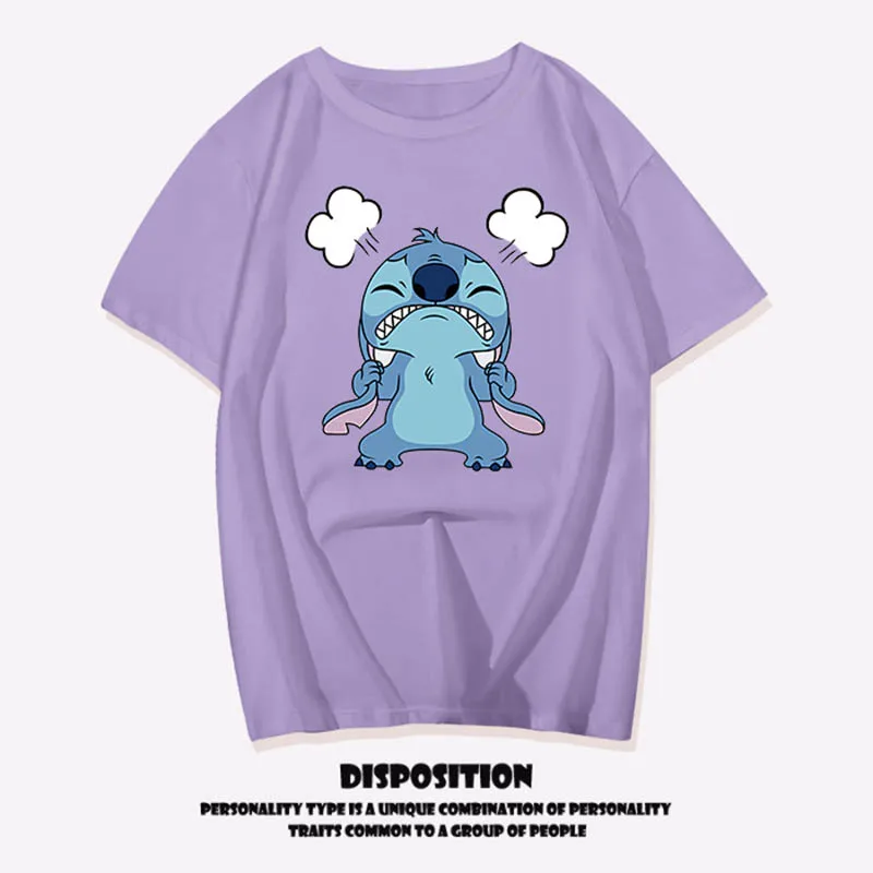 

Disney Cute Cartoon Stitch Printed Women's T-Shirt Summer Women Casual Sleeve O-Neck Tees Tops Women Clothes girl's T-Shirt