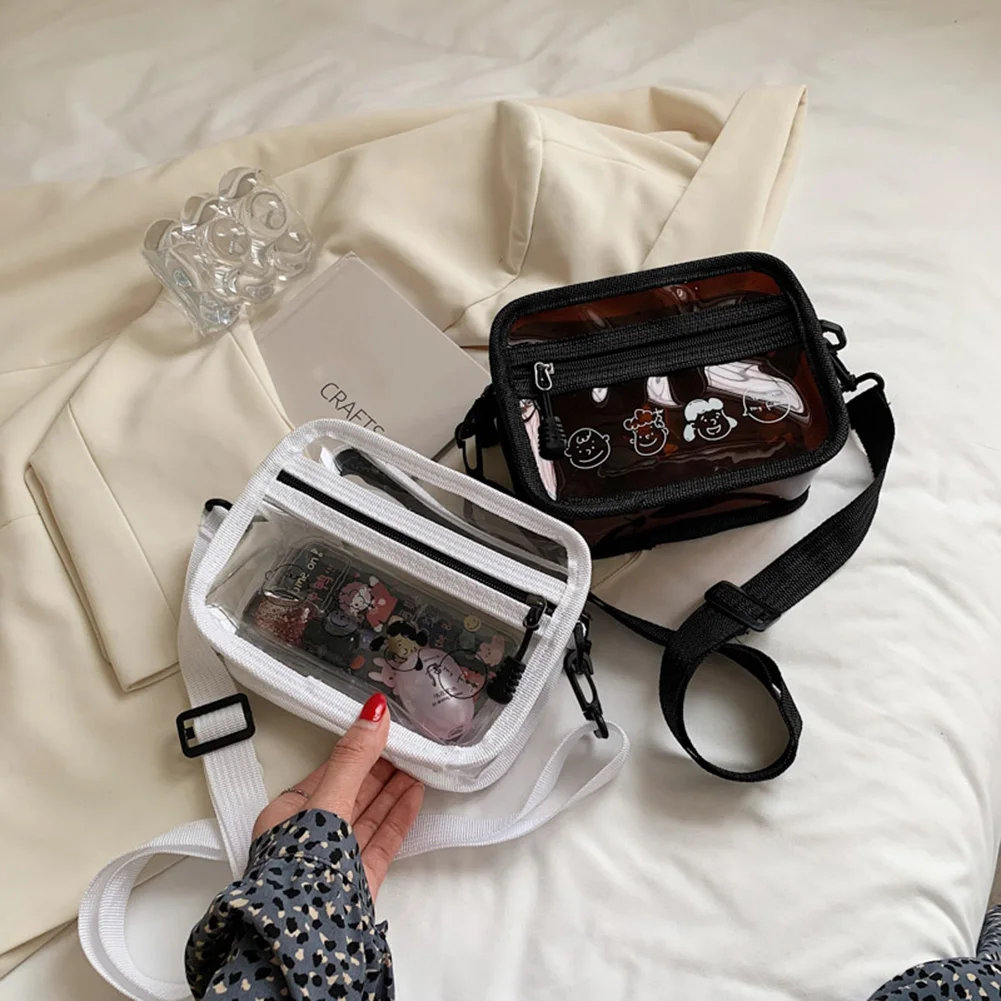 

Fashion Women Cute Transparent Cartoon Printing Shoulder Messenger Crossbody Bag Ladies Summer Mini Purse Handbags