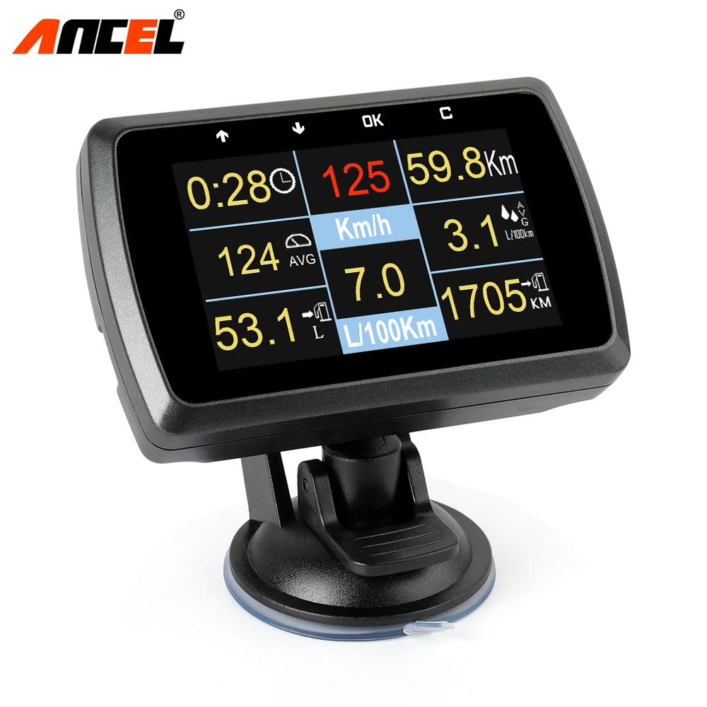 Ancel A501 OBD2 бортовой компьютер для автомобиля цифровой HUD Дисплей Расход топлива температура воды выше скорости метр OBD сканер