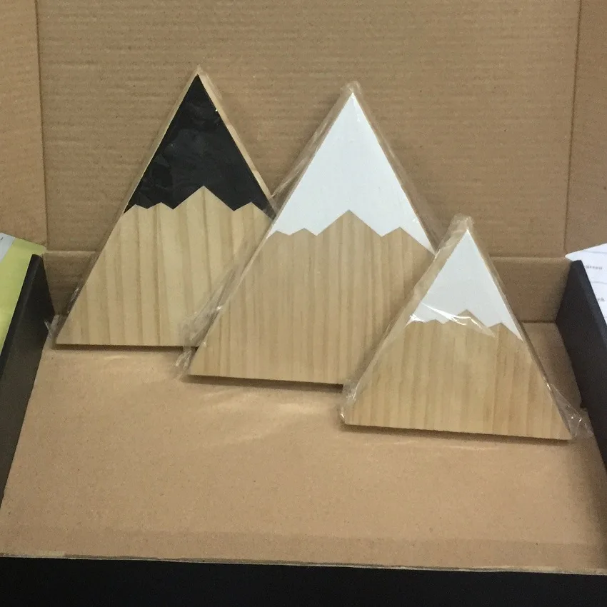 

3 Pcs Sets Solid Wood Ornaments Snow Mountain Triangle Iceberg Children's Room Desktop Decoration Photography Props Kids Gifts