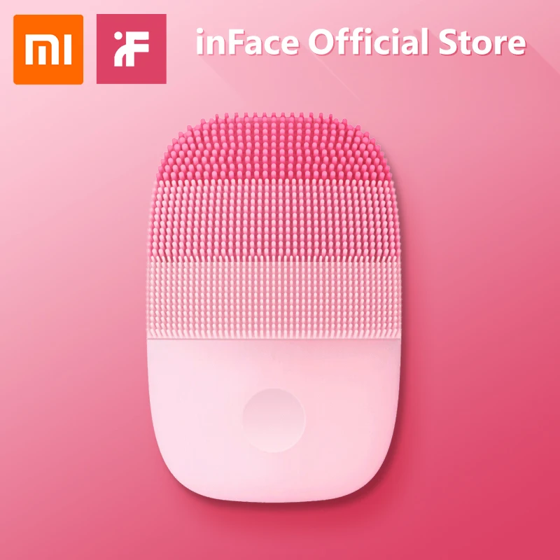 Pink InFace официальная щетка для чистки лица Mijia глубокое очищение лица водонепроницаемый силиконовый электрический Соник для очистки Xiaomi цепь поставки - Цвет: Pink