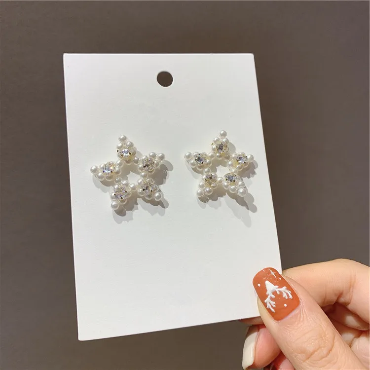 Жемчужные серьги с пятиконечной звездой темпераментные универсальные простые