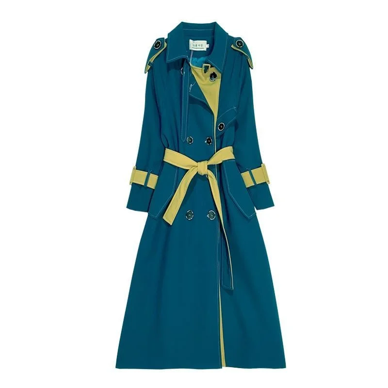 Женская одежда длинная куртка на осень и зиму женский длинный синий свободный