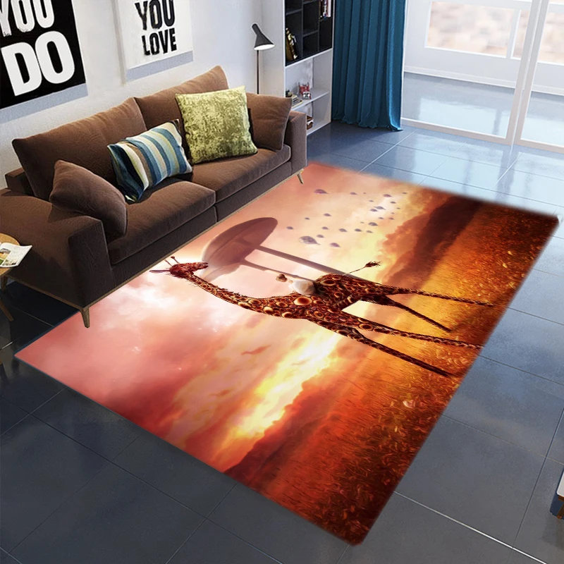 

Ковер с мультипликационным принтом жирафа, коврики для гостиной, ковер с животными, напольный водонепроницаемый коврик для ванной, декорат...