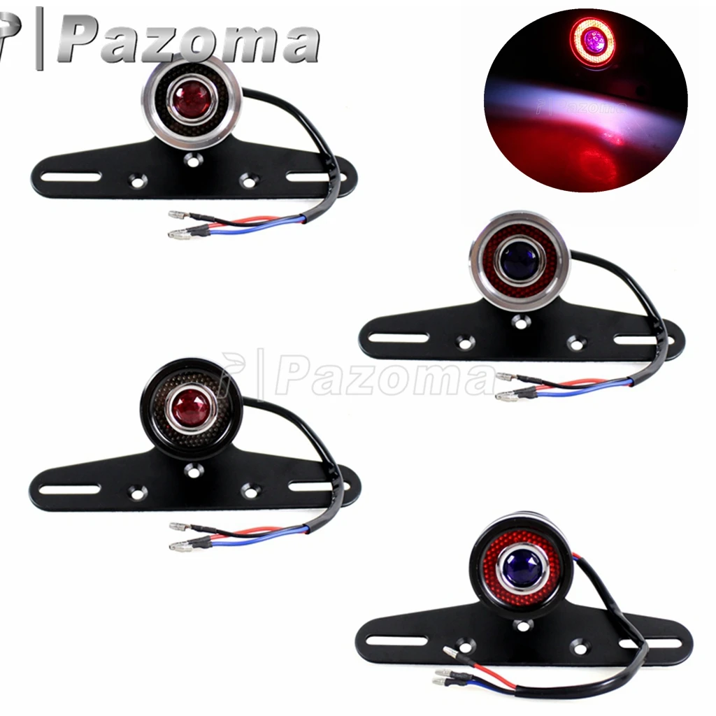 

Motorbike Brake Stop LED Rear Running Lights Retro Tail Light for Harley Bobber Chopper Cafe Racers Cruiser License Plate Light