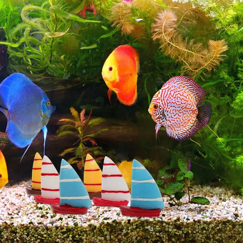 15/30Ps Mini Sailboat Models Realistic Boat Ornament Miniature Scene Decoration Micro Landscape Resin Sailing | Дом и сад