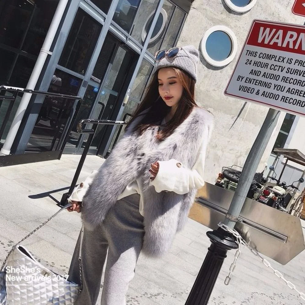 

2020 Woman Casual Sleeveless Faux Fur Coat Warm Fluffy Women Jacket New Fashion Luxury Solid Vest Winter Elegant Lady Outerwear