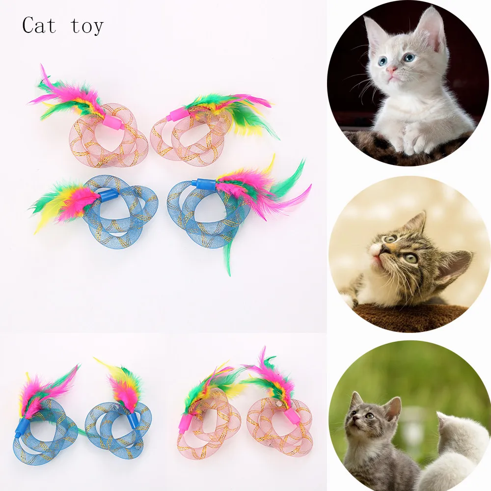 

2pcs Cute Cat Spring Toys Feather Springs Cat Toy Feather Interactive Playing Toys For Kitten Pet Accessories Feather Cat Toys