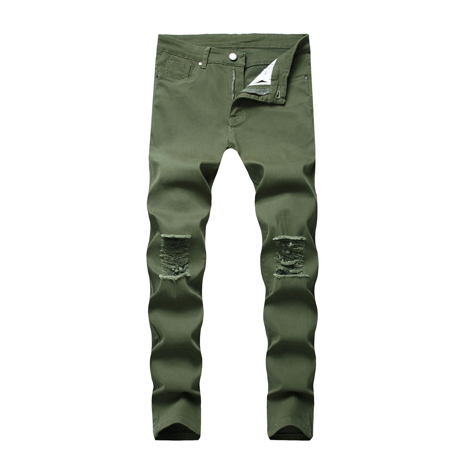

Men s Ripped Trousers,Solid Color High Waist Pants Pencil Pants for Spring Fall