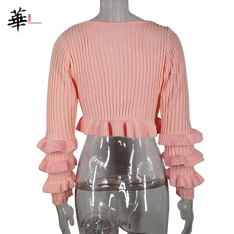 Кроп-топ женский розовый пуловер джемперы милые топы укороченный свитер с