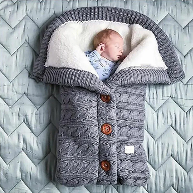 Warme Baby Decke Weichen InfantSleeping Tasche Fußsack Baumwolle Umschlag Gestrickte Neugeborenen Swaddle Wrap Für Kinderwagen Zubehör Decke