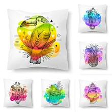 Funda de cojín Tie dye con estampado de caballito de mar, cubierta de cojín con diseño de piña para sala de estar, decoración de sofá, accesorios de almohada (1)