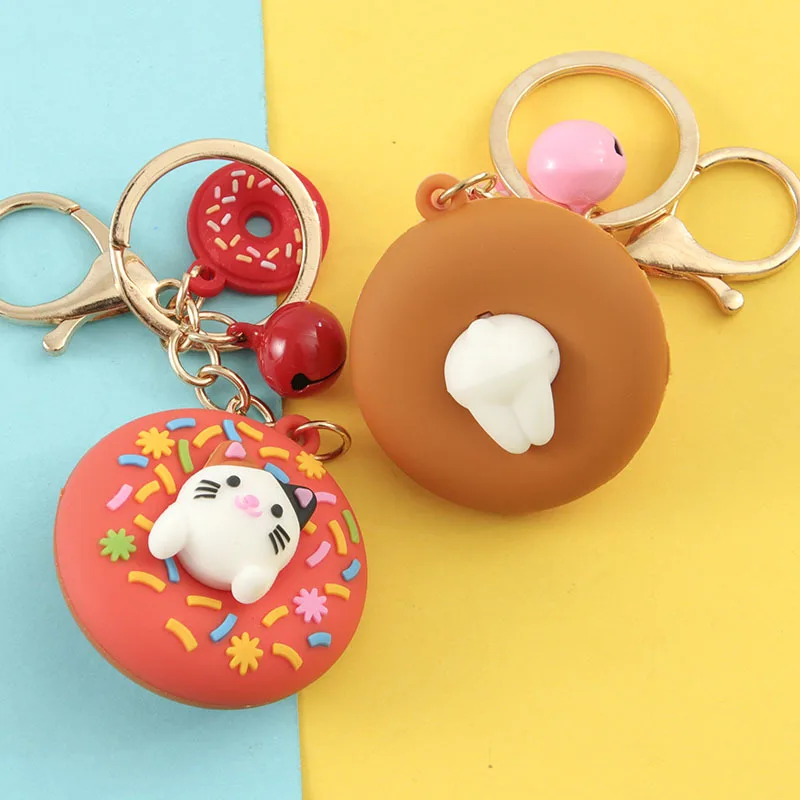 

Korea Creative Donuts Cute Keychain Girl Heart Fashion Bag Car Pendant Cartoon Anime Gift Key Ring Accessories