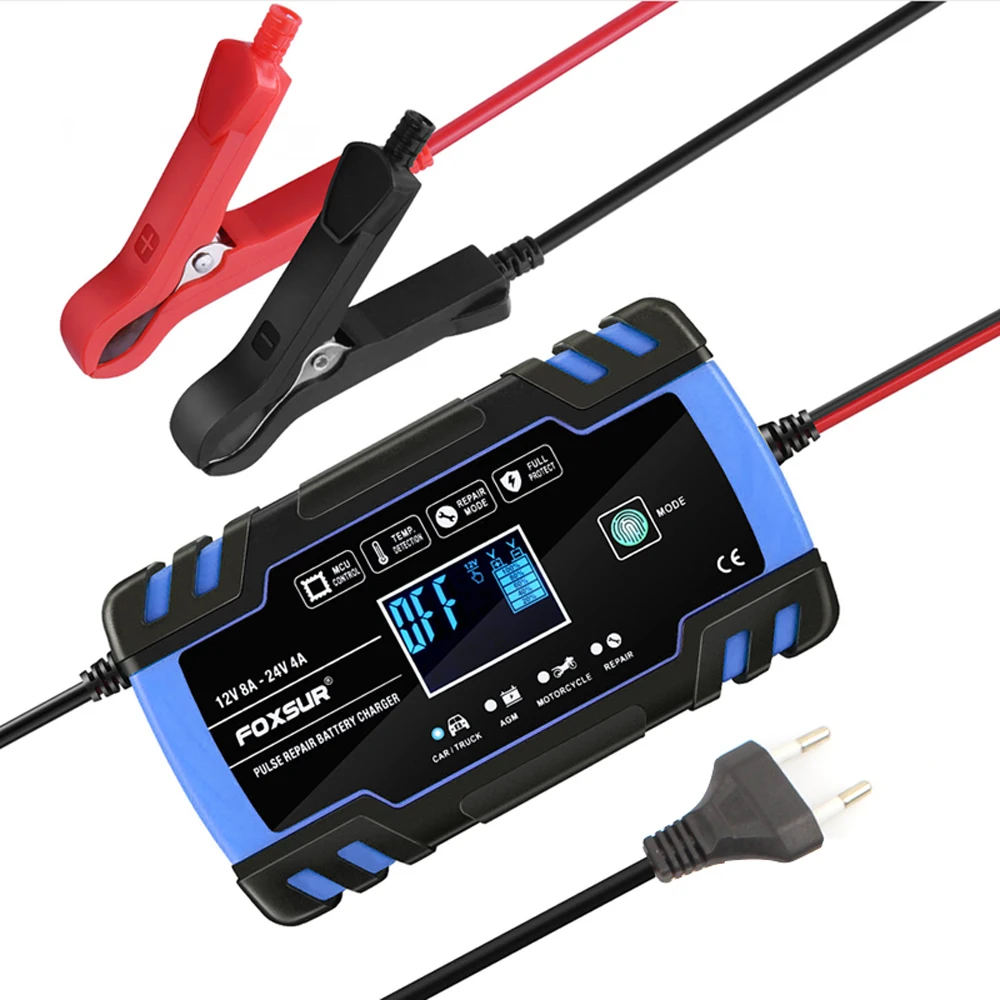 

12V 24V Pulse Repairing Charger with LCD Display Motorcycle & Car Battery Charger AGM GEL WET Lead Acid Battery Charger