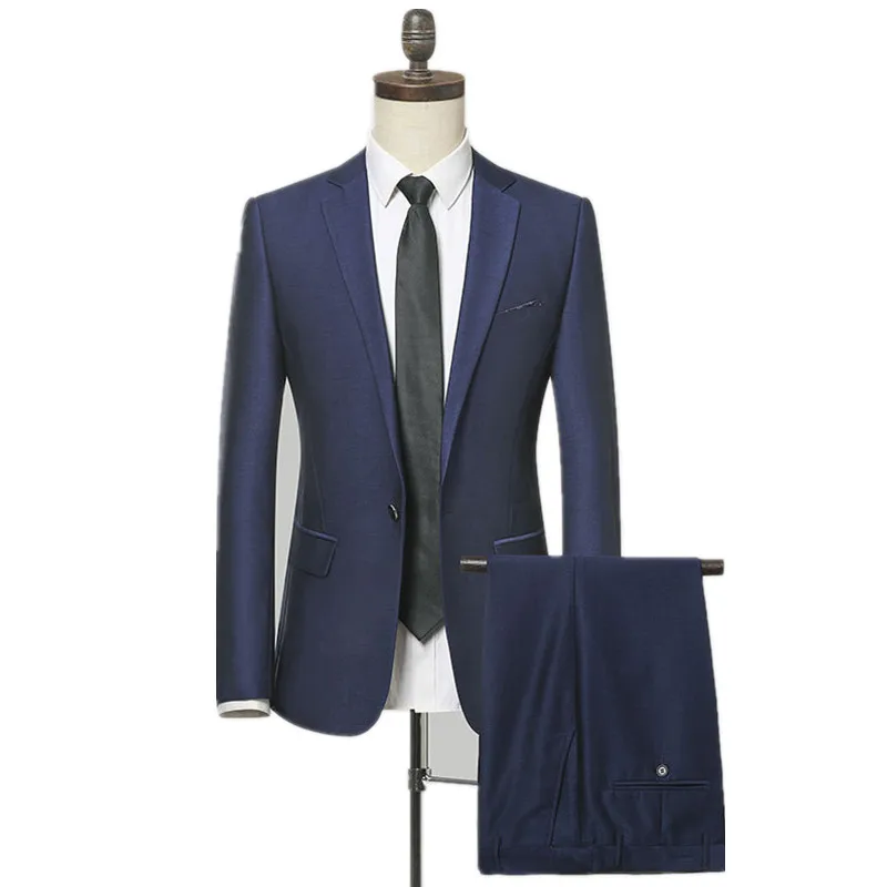 

Синий деловой мужской костюм модные классические свадебные жениха платье мужские деловые повседневные деловой строгий костюм