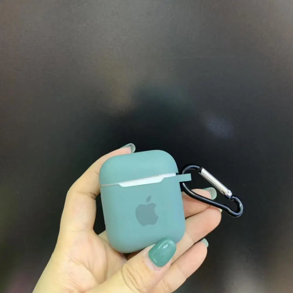 Чехол для Apple AirPods 2 1, чехол для наушников, аксессуары, мягкий чехол с милым логотипом, яркий цвет, чехол с крючками - Цвет: 12