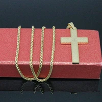 new arrivals punk stainless steel cross gold silver color necklace for women men vintage chain cross pendant necklaces