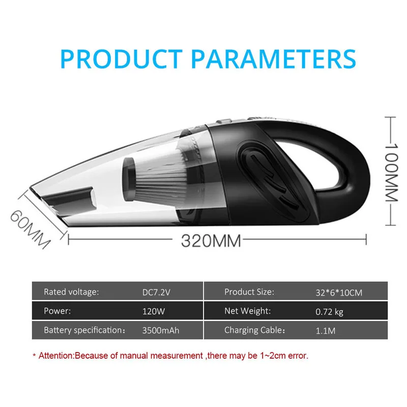 

Car Vacuum Cleaner Wireless Handheld 4800Pa 12V 120W Auto Car Vacuum Cleaner Carpet Cleaner Robot Vacuum Cleaner Droshipping